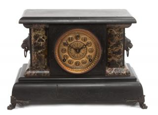 Appraisal: A Victorian Faux Slate and Marble Mantle Clock Height x