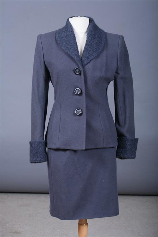 Appraisal: THREE BALENCIAGA SUITS One slate blue grey wool blend style