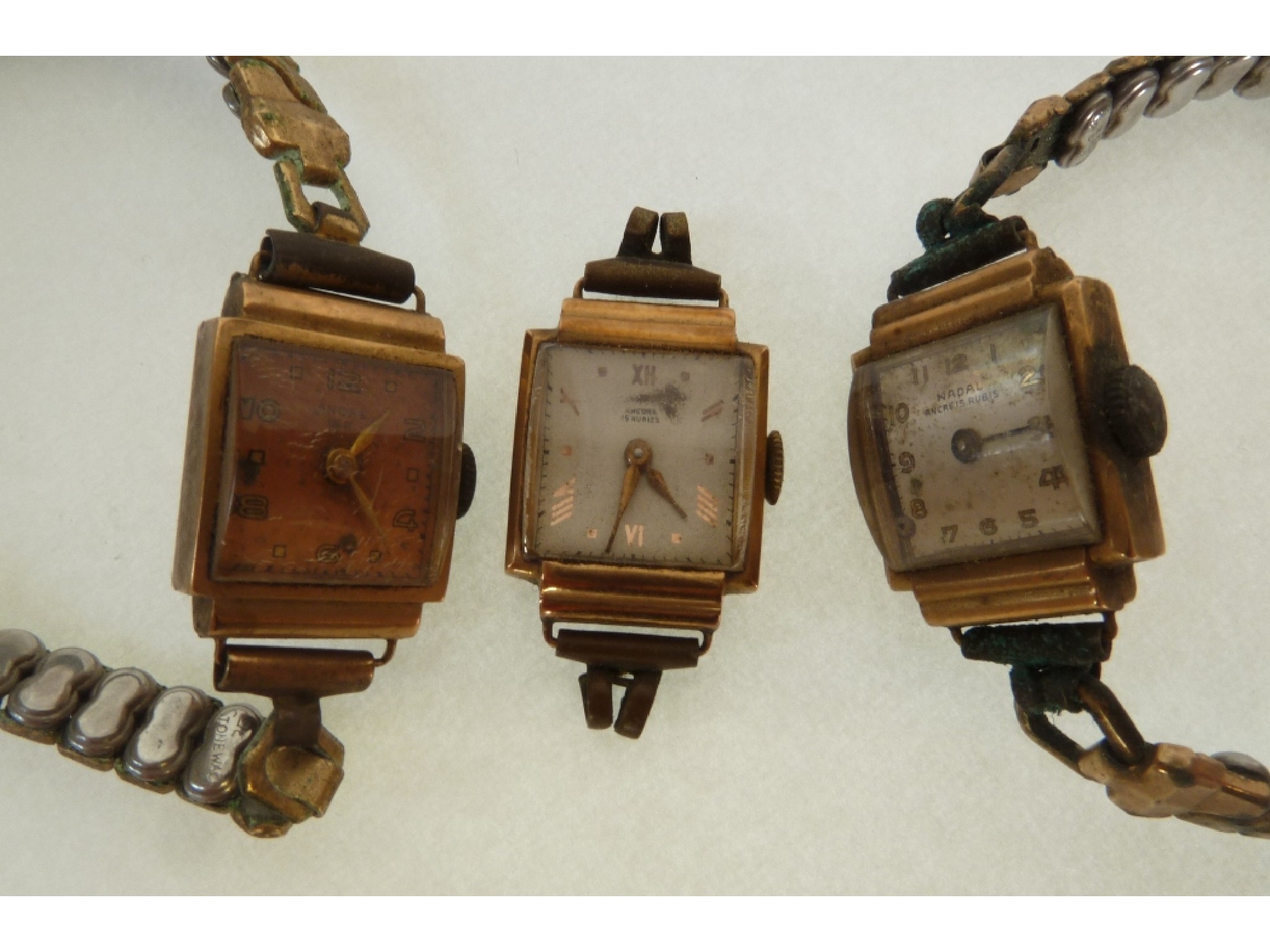 Appraisal: THREE LADY'S STAMPED CT GOLD CASED WRIST WATCHES mechanical movements