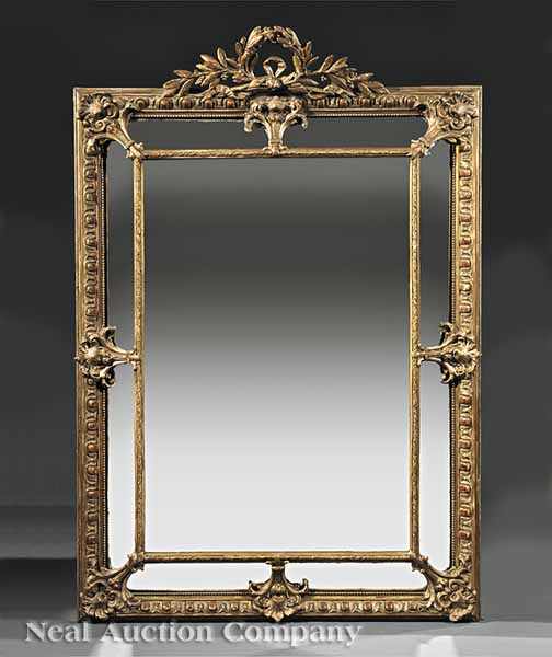 Appraisal: A Pair of Louis XVI-Style Carved and Gilded Mirrors th