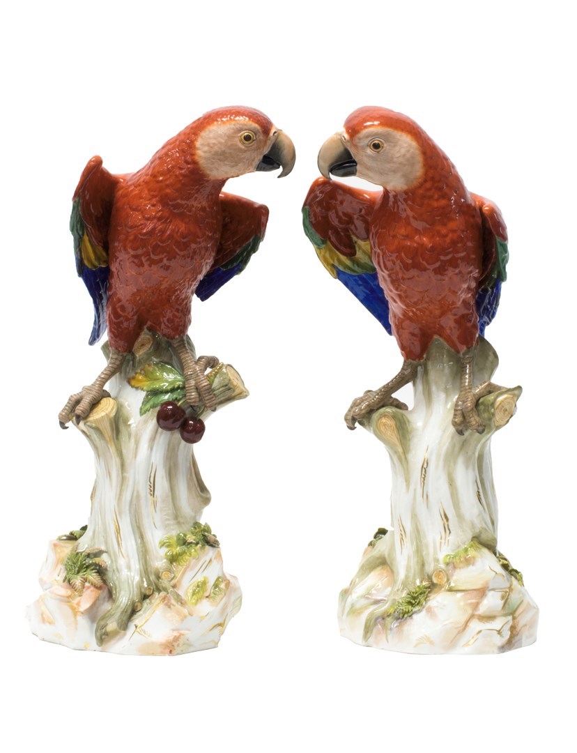 Appraisal: A pair of large Meissen porcelain parrots late th century