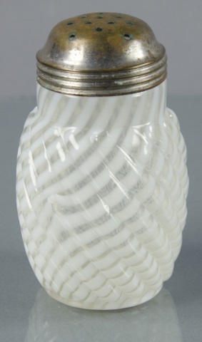 Appraisal: White Opalescent Reverse Swirl Sugar ShakerBy Model Flint Company Findley