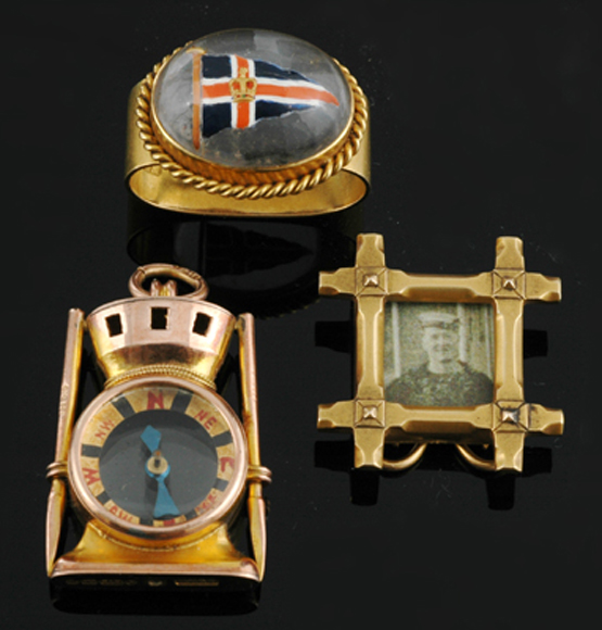 Appraisal: A collection of gold jewellery Comprising a ct gold compass