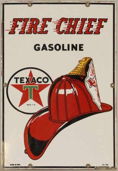 Appraisal: Fire Chief Texaco Porcelain Sign Chips to bottom right corner