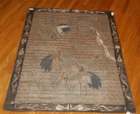 Appraisal: A large th century Japanese metal thread panel decorated with