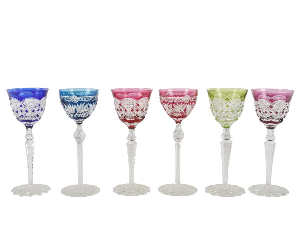 Appraisal: SIX BOHEMIAN CUT-GLASS STEMSunsigned in two styles comprising four with