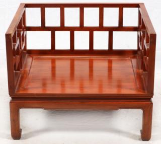 Appraisal: ORIENTAL MAHOGANY OPEN ARMCHAIR H '' W '' D ''