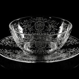 Appraisal: An Etched Glass Serving Bowl and Platter th Century Diameter