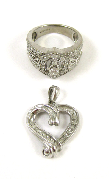 Appraisal: TWO ARTICLES OF DIAMOND AND WHITE GOLD JEWELRY including a