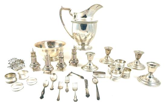 Appraisal: STERLING twenty-eight pieces total Fisher water pitcher flared spout gadrooned