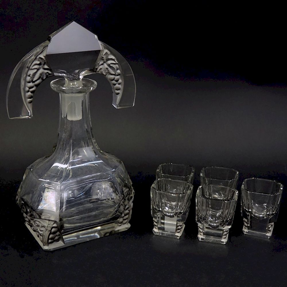 Appraisal: Czech Art Deco Crystal Six Piece Decanter Set Czech Art