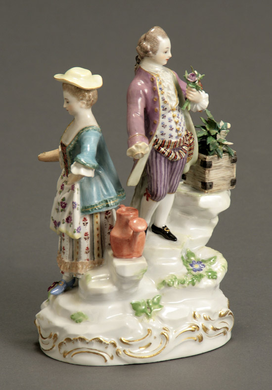 Appraisal: Meissen Figural Group of a Gardener and Companion Late th-Early