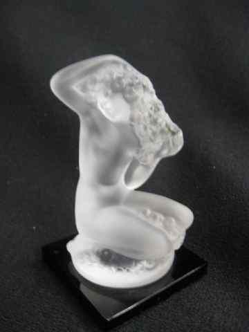 Appraisal: Lalique Crystal Figurine of a Seated Nude frosted black glass