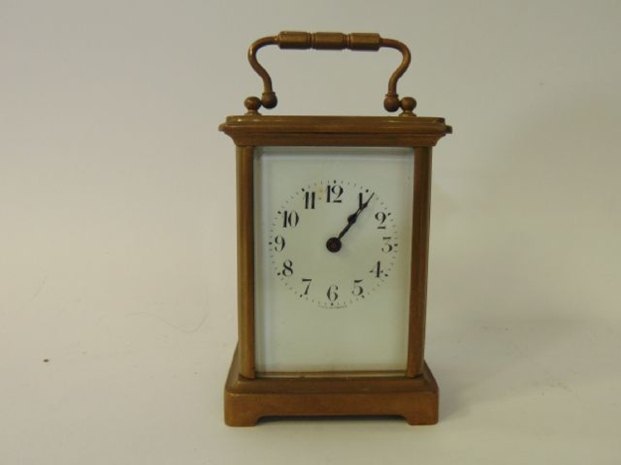 Appraisal: A simple French brass carriage clock with eight day timepiece