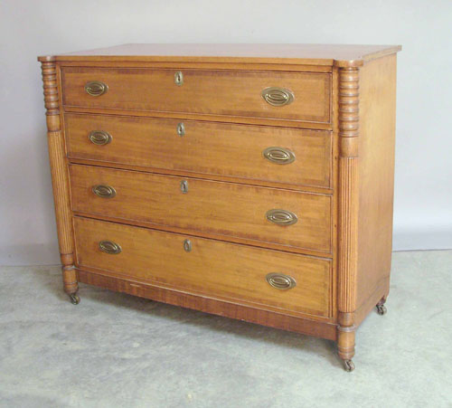 Appraisal: New England Sheraton birch chest of drawers ca h w