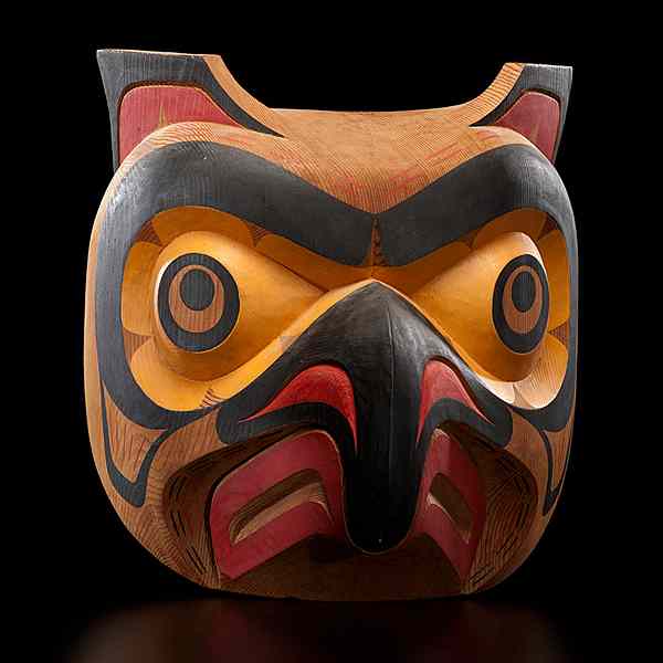 Appraisal: Tony Hunt Jr Kwakwaka'wakw Carved Mask Kwagiulth Owl carved cedar