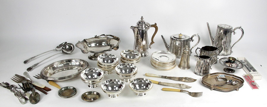 Appraisal: A quantity of silver plated wares including a three piece