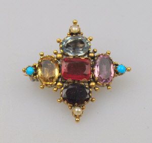 Appraisal: Georgian multi-gem cluster brooch with enclosed foil back setting -