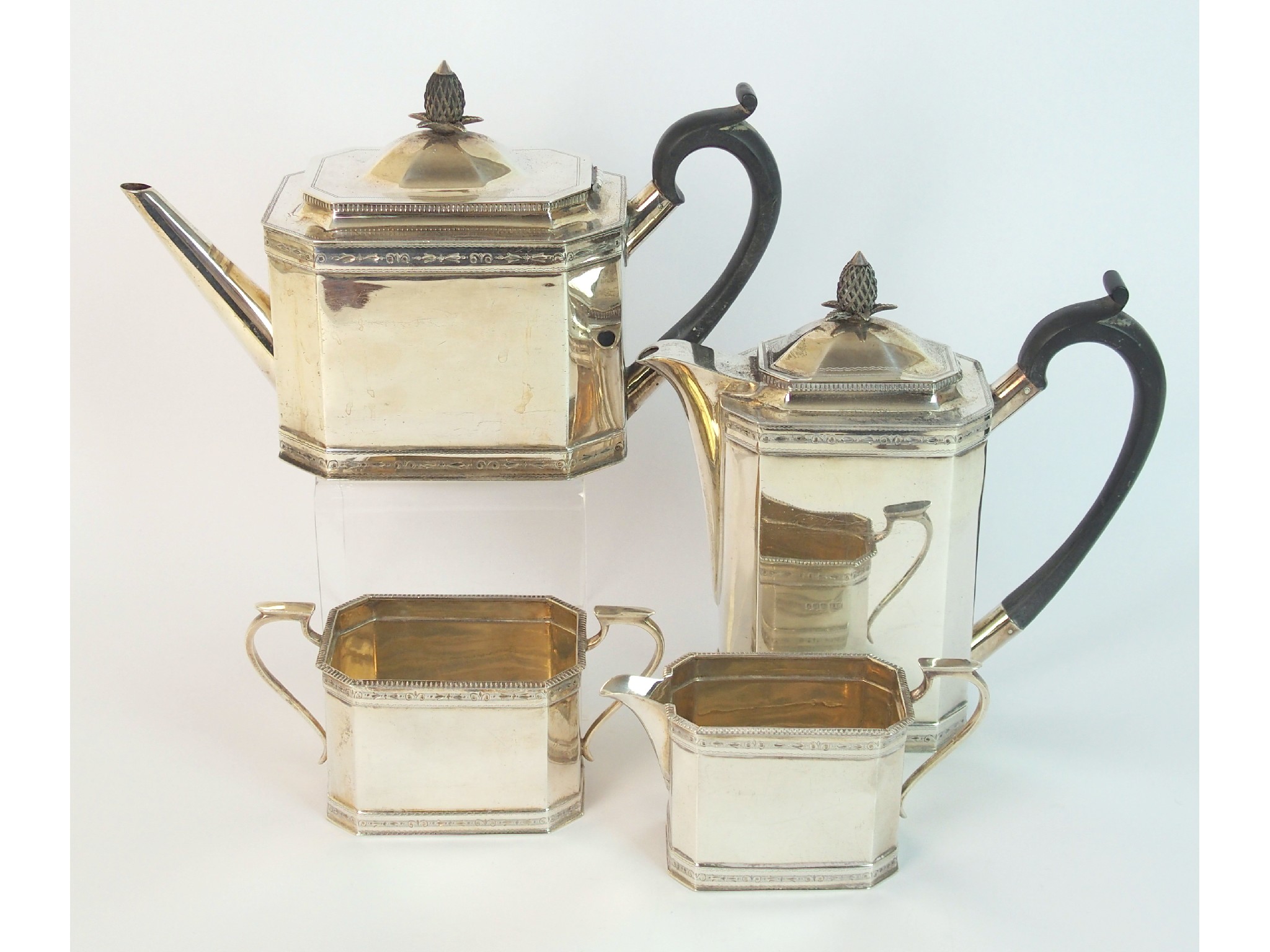 Appraisal: A four piece silver tea serviceby Roberts and Belk Limited