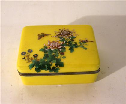 Appraisal: Yellow Japanese cloisonne boxH W D in