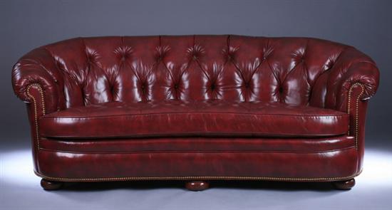 Appraisal: CHESTERFIELD STYLE TUFTED AND NAILED LEATHER SOFA Late th century