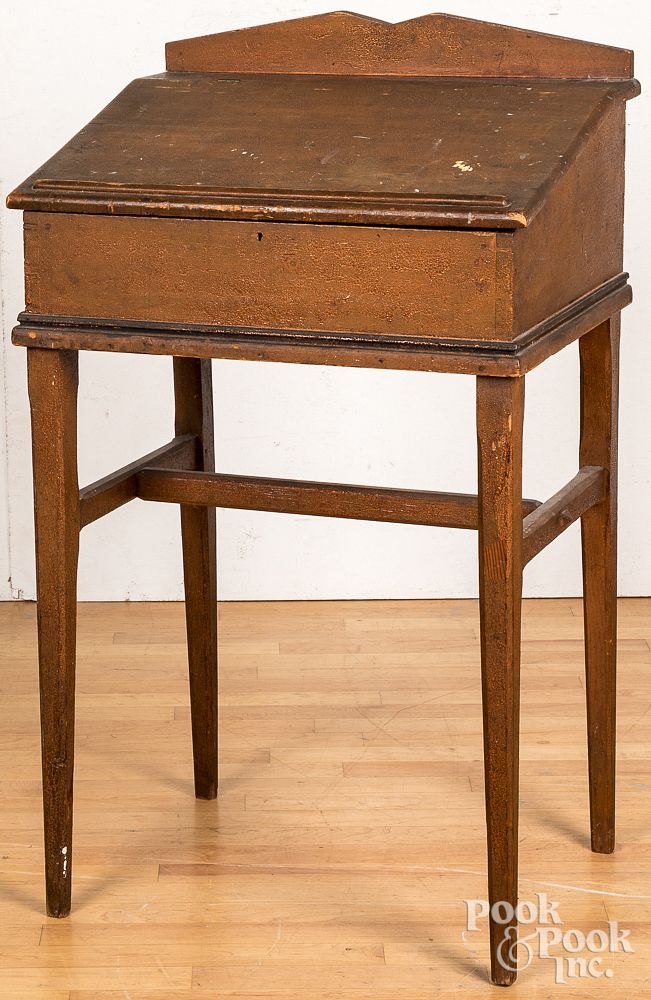 Appraisal: Painted pine schoolmasters desk th c Painted pine schoolmasters desk