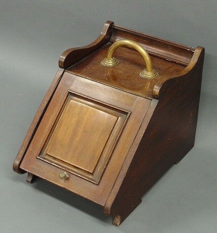 Appraisal: Regency mahogany coalscuttle with brass handle h x w x