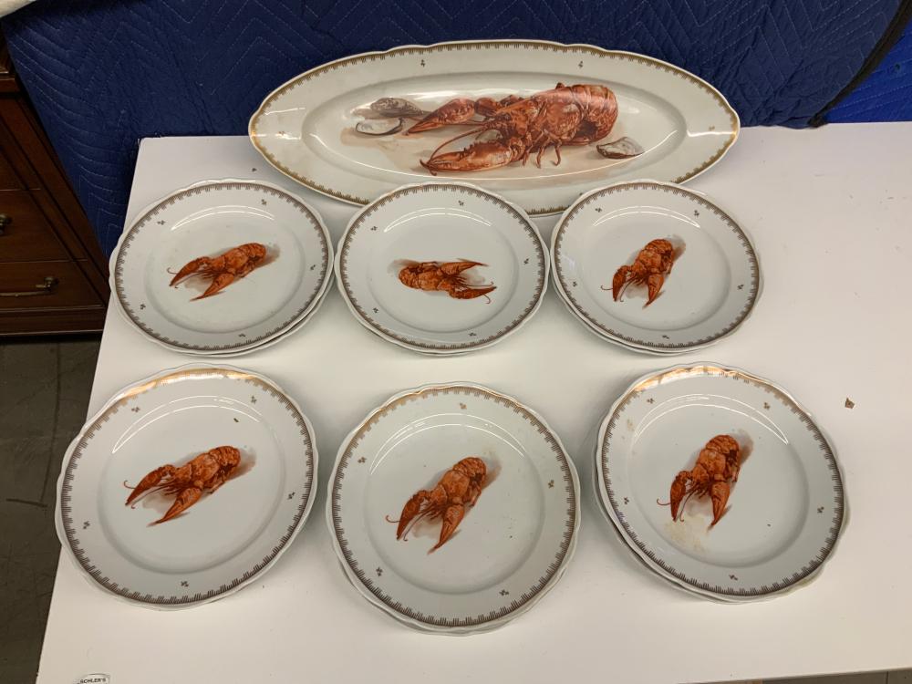 Appraisal: French Porcelain Lobster Serving Dish and Twelve Plates