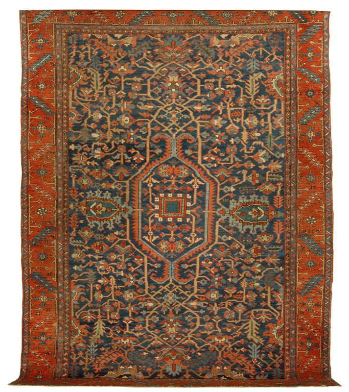 Appraisal: ORIENTAL RUG HERIZ ' x ' Central hexagonal medallion in