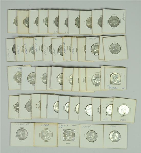 Appraisal: Silver Washington Quarters Dates range - with most grading AU