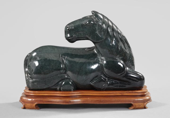 Appraisal: Chinese Carved Hardstone Figure of a Recumbent Horse of large