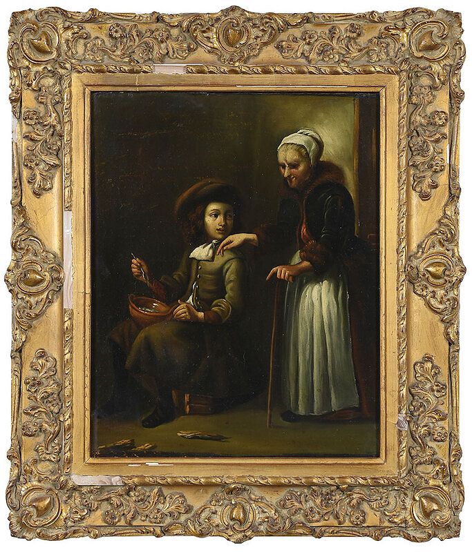 Appraisal: Continental School Painting th century Boy and Older Woman in