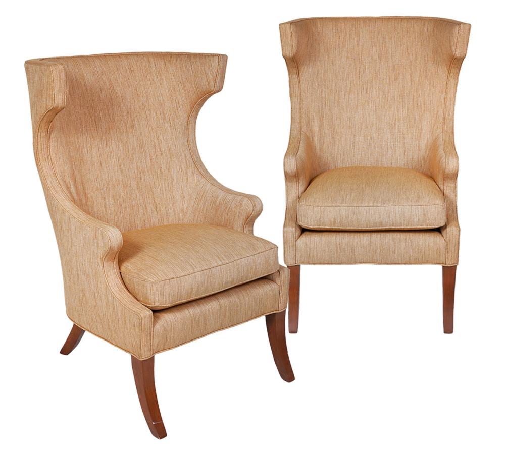 Appraisal: PAIR OF MID-CENTURY WINGBACK CHAIRS KLISMOS STYLEPair of Mid-Century upholstered