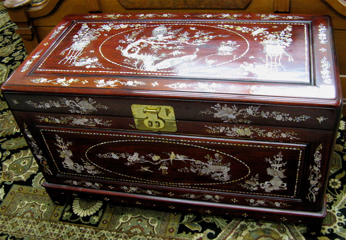 Appraisal: INLAID ROSEWOOD BLANKET CHEST Chinese th century The exterior of