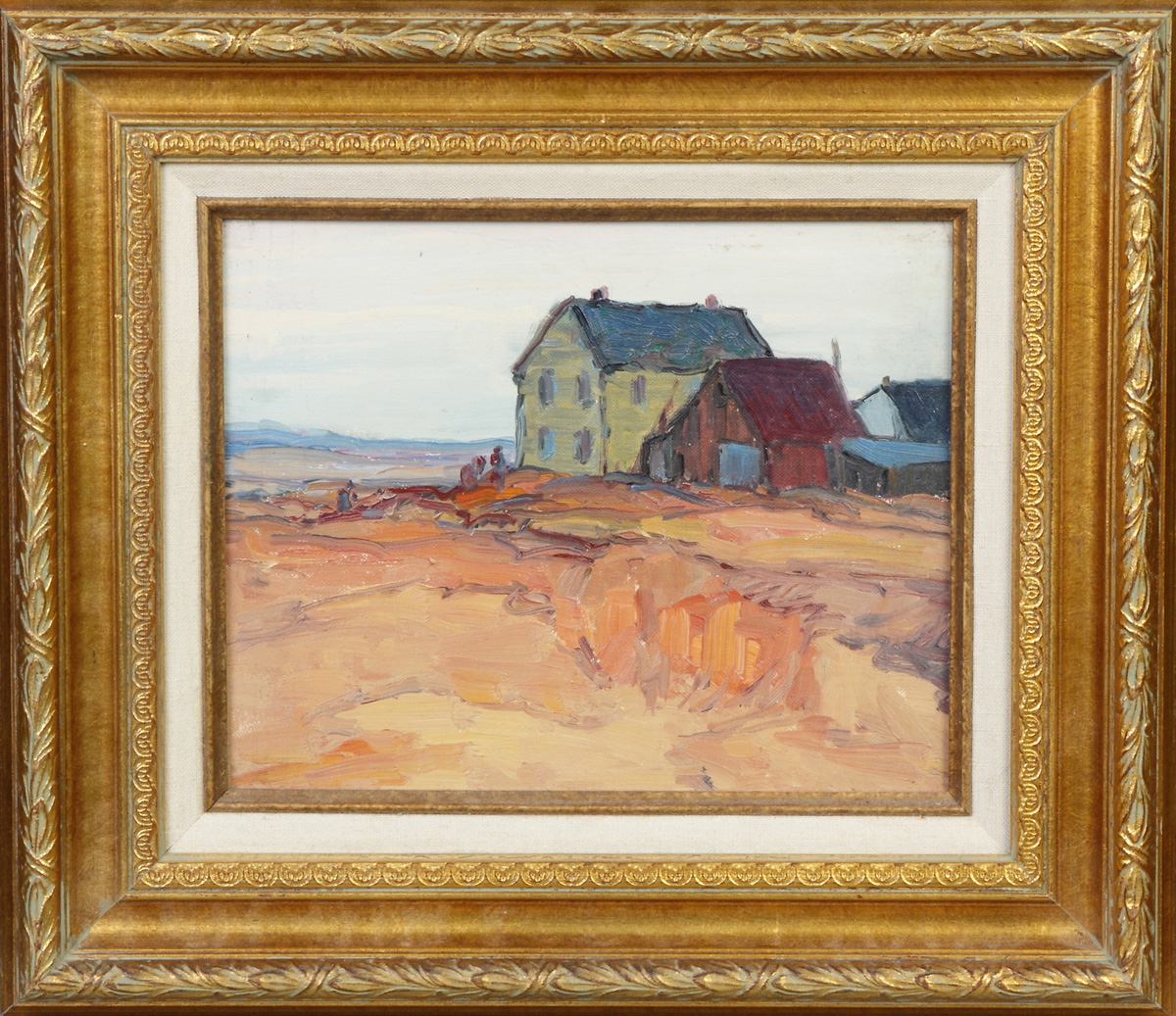 Appraisal: George Renouard American - House w barn Unsigned Oil artist