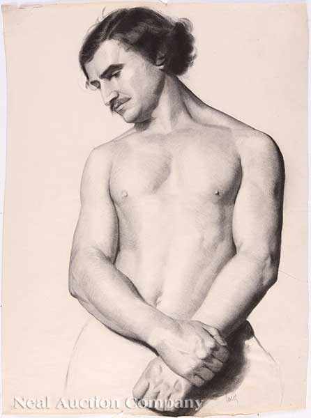 Appraisal: Jeanne Garcin French late th c Posing Male Nude charcoal