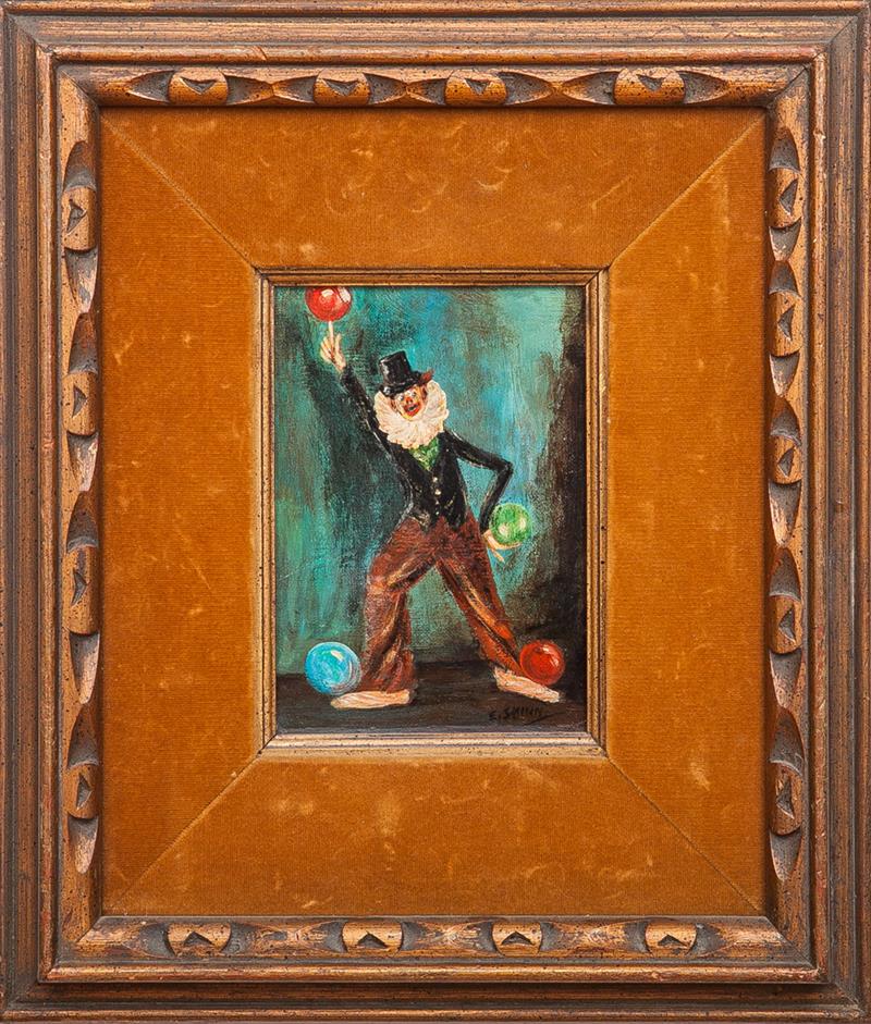 Appraisal: Attributed to Everett Shin - Circus Clown Oil on paperboard