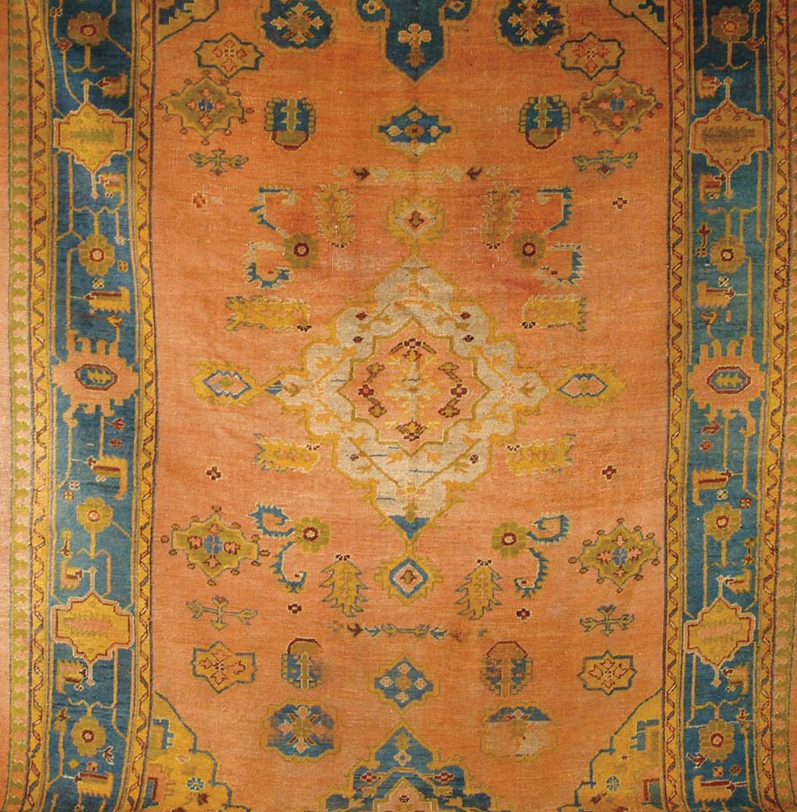 Appraisal: ANTIQUE ORIENTAL ROOM SIZE RUG Coarse weave having central medallion