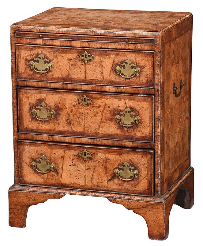 Appraisal: George I Style Oyster Veneered Bachelor's Chest British probably th