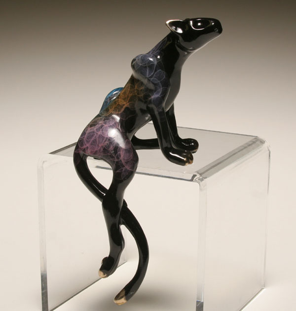 Appraisal: Celia Reich gilt and enameled bronze black panther Dated and