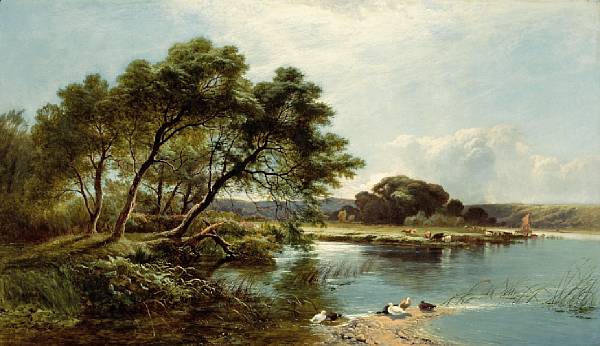 Appraisal: Henry John Boddington British - An extensive river landscape with