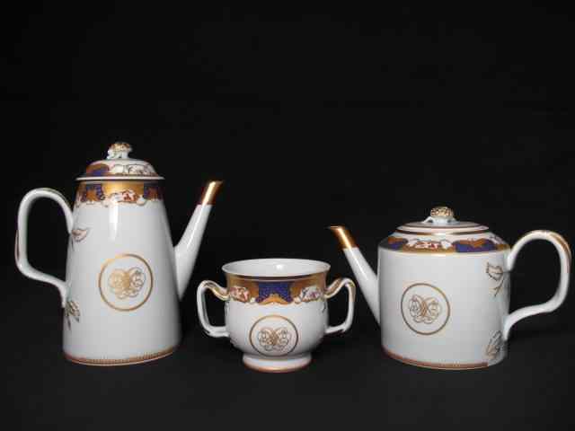 Appraisal: Small three piece Mottahedeh coffee and tea set ''Golden Butterfly''