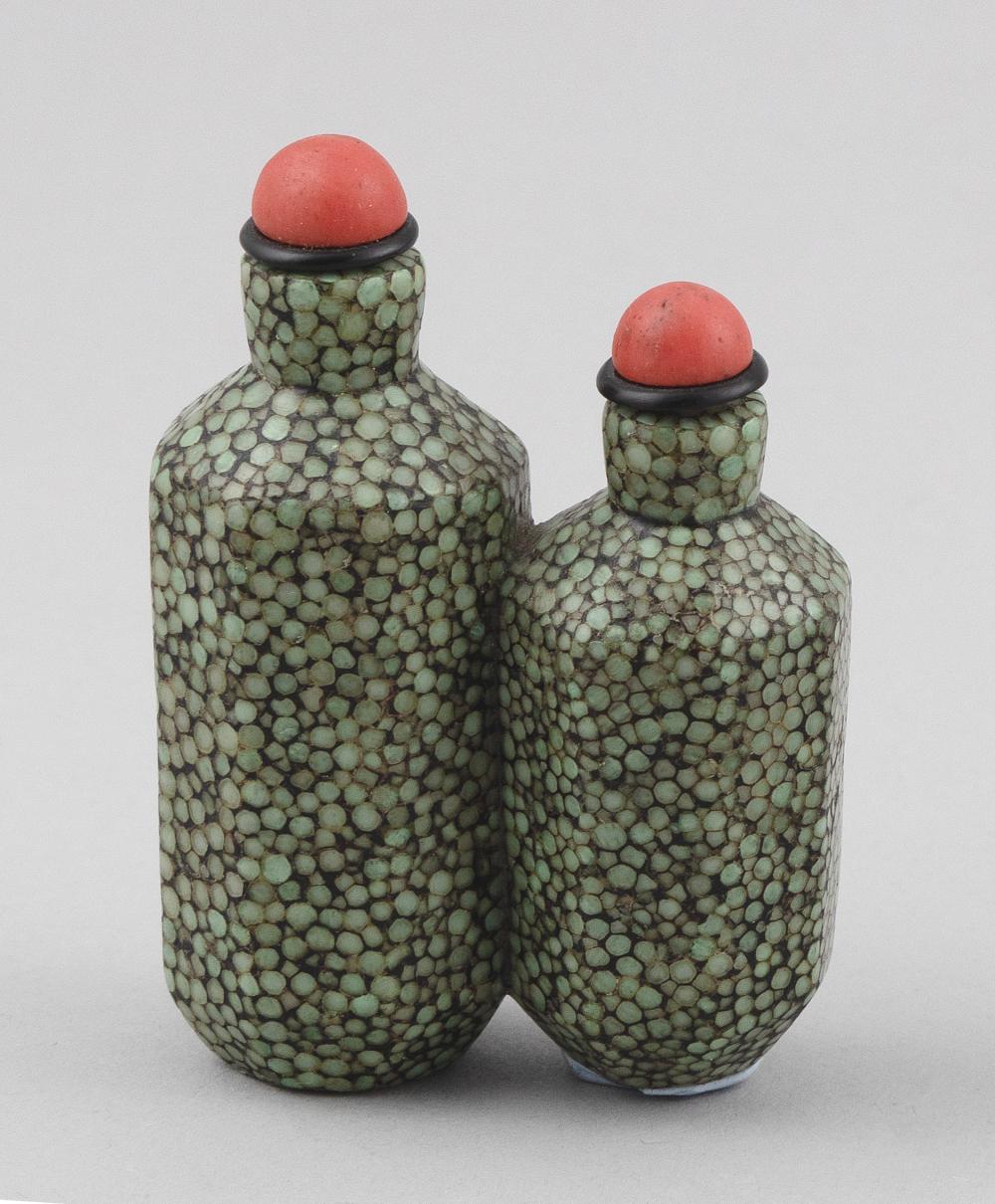 Appraisal: CHINESE SHAGREEN SHARKSKIN DOUBLE SNUFF BOTTLE LATE TH EARLY TH