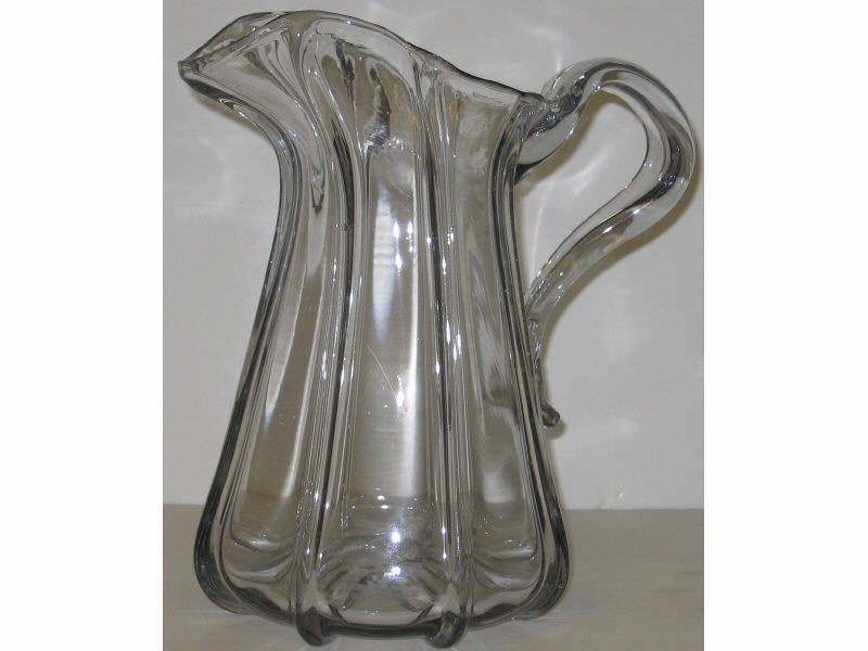 Appraisal: PITTSBURGH PILLAR MOLD FLINT GLASS PITCHER Colorless applied scrolled handle