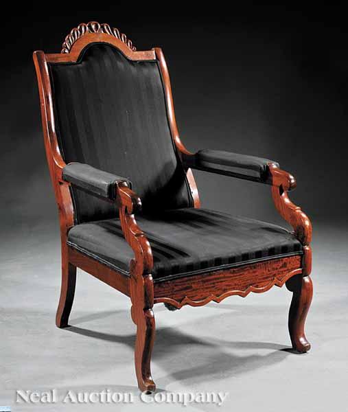 Appraisal: An American Late Classical Carved Mahogany Armchair c - arched