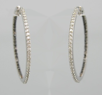 Appraisal: A Pair of Black and White Diamond Hoop Earrings k