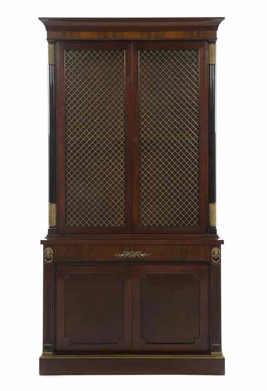 Appraisal: A French Empire Style Mahogany Bibliotheque Kittinger in two parts