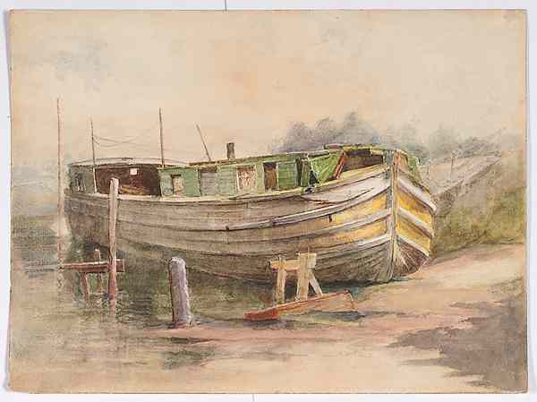 Appraisal: Portrait of a Boat Watercolor American th century signed D