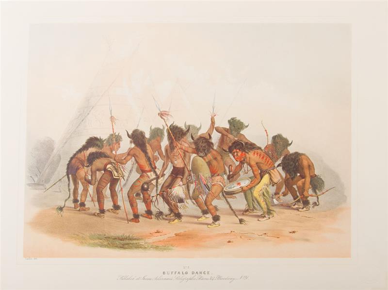 Appraisal: AFTER GEORGE CATLIN - BUFFALO DANCE PLATE BUFFALO HUNT SURROUND