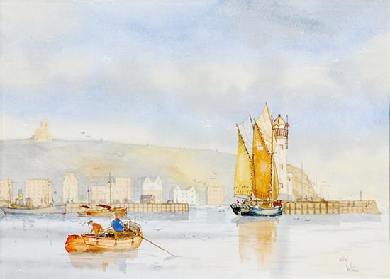 Appraisal: Ken Wigg British th century THREE WORKS SCARBOROUGH HARBOUR SCENES